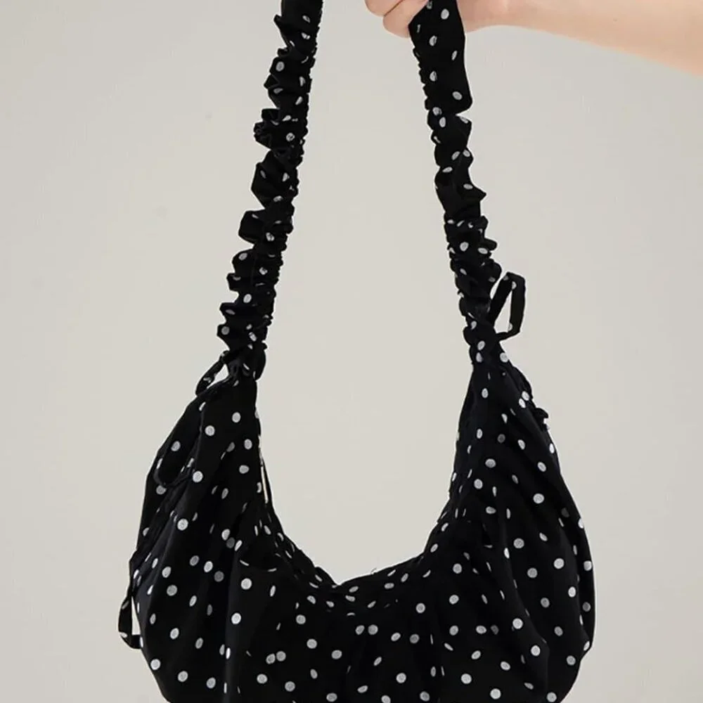 Polka Dot Crossbody Bag Women Polyester 14x8 Inches Adjustable Strap